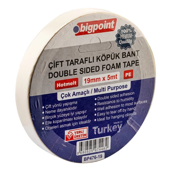 Bigpoint Çift Taraflı Köpük Bant 19mmx5m 6'lı Paket