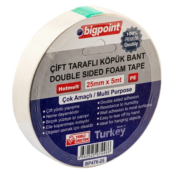 Bigpoint Çift Taraflı Köpük Bant 25mmx5m 6'lı Paket