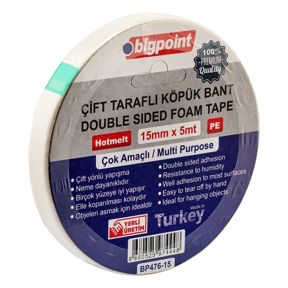 Bigpoint Çift Taraflı Köpük Bant 15mmx5m 6'lı Paket