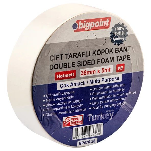 Bigpoint Çift Taraflı Köpük Bant 38mmx5m 4'lü Paket