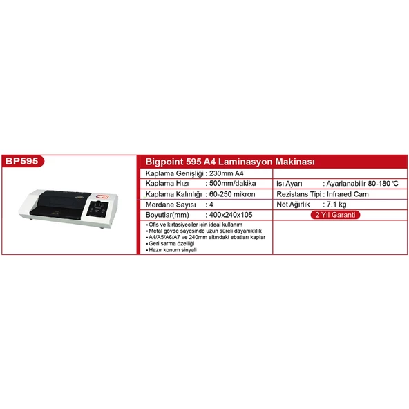 Bigpoint A4 Laminasyon Makinesi - 2