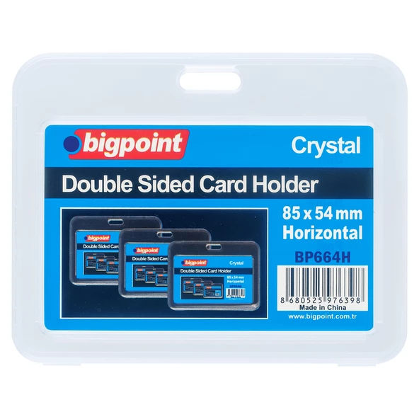 Bigpoint Çift Taraflı Kart Kabı Kristal Yatay Şeffaf 85x54mm 10'lu Poşet