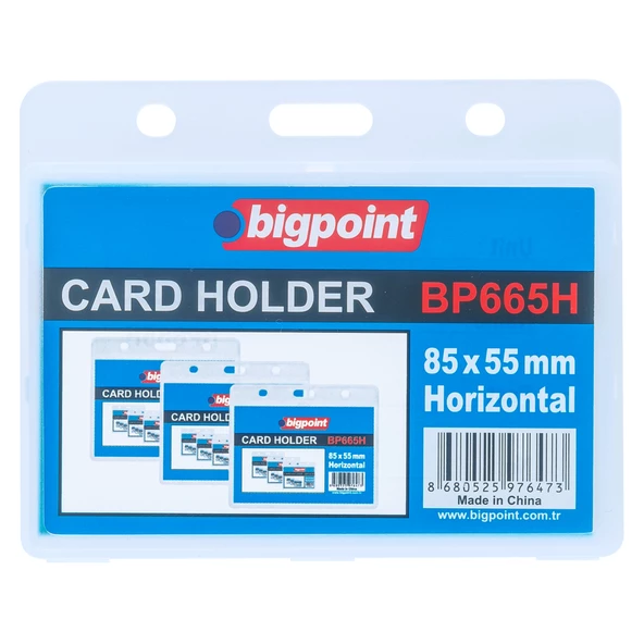 Bigpoint Çift Taraflı PP Kart Kabı Yatay Şeffaf 85x55mm 10'lu Poşet