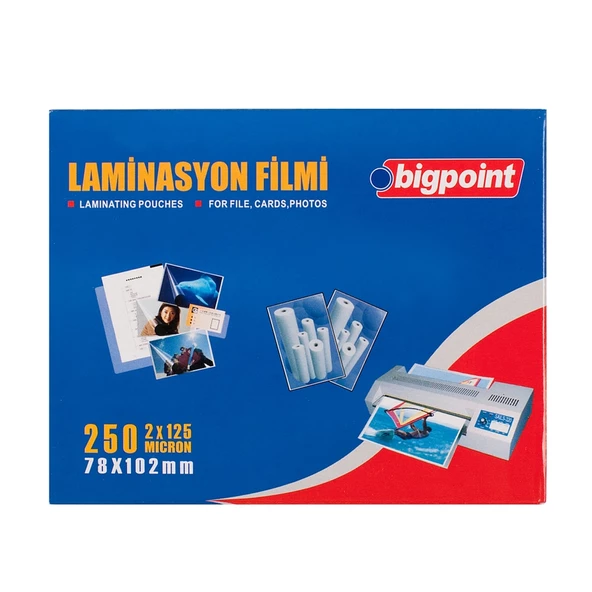 Bigpoint Laminasyon Filmi 78x102mm 125 Mikron 200'lü Kutu