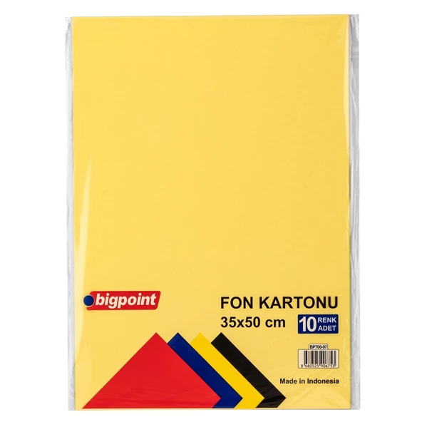 Bigpoint Fon Kartonu 35x50cm 160 Gram Karışık 10 Renk 10'lu Paket ürün görseli