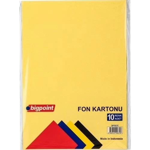 Bigpoint Fon Kartonu 50x70cm 160 Gram Karışık 10 Renk 100'lü Paket