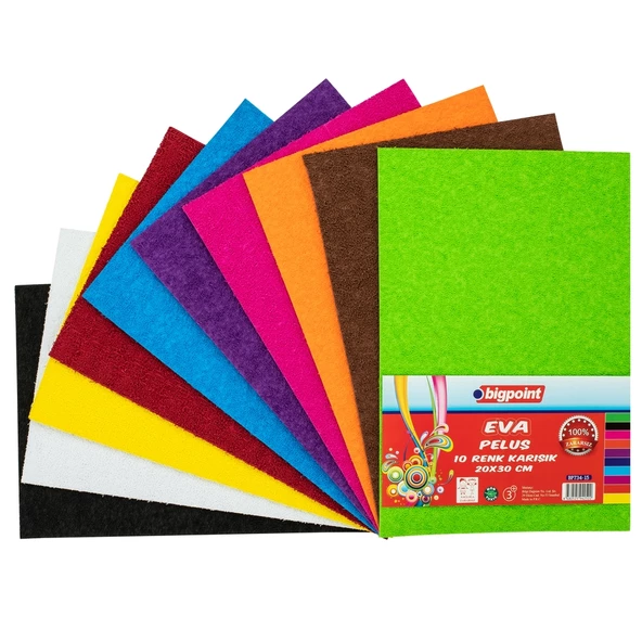 Bigpoint Peluş Eva 20x30cm Karışık 10 Renk X 6 Adet - 2