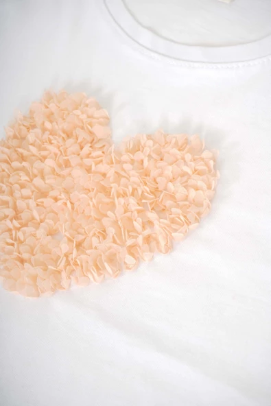 KIZ BEBEK PAMUK KALP DESENLİ VE JAKARLI PAMUK TİŞÖRT - 2