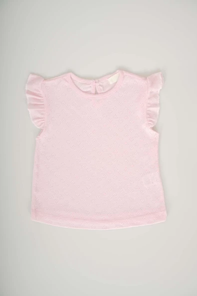 KIZ BEBEK PAMUK KALP DESENLİ VE JAKARLI PAMUK TİŞÖRT - 3