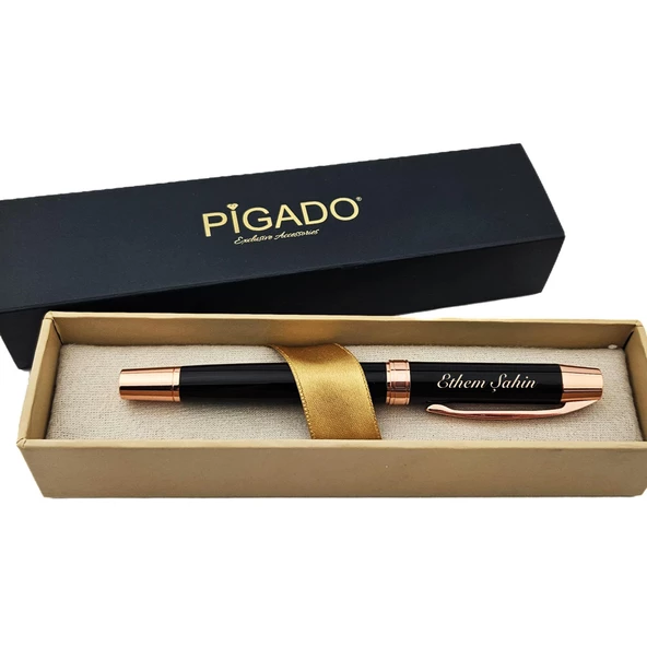 Özel Tasarım Kutulu Rose Detaylı İsme Özel Roller İmza Kalemi - Resim 4