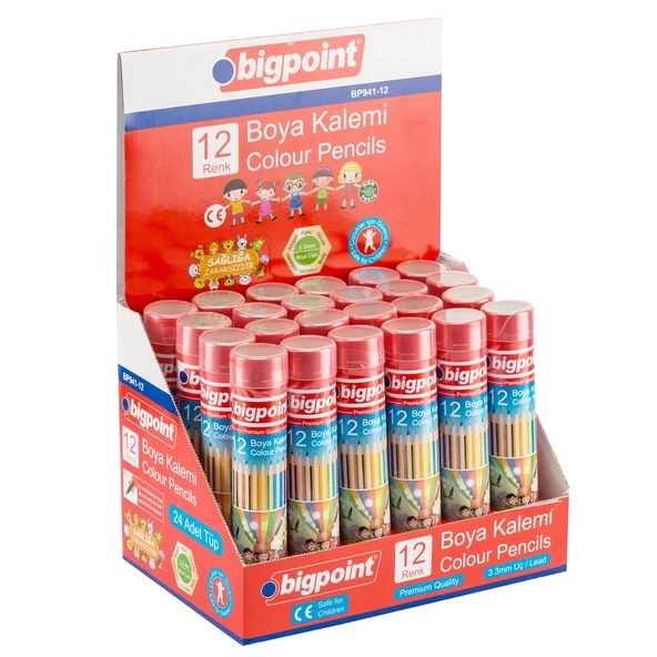 Bigpoint Metal Tüpde Kuru Boya Kalemi 12 Renk 24'lü Kutu - Resim 2