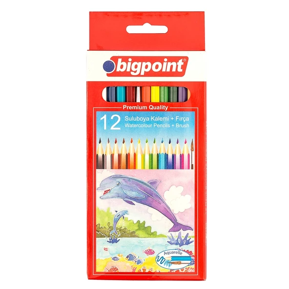 Bigpoint Aquarelle Boya Kalemi 12 Renk Fırçalı 12'li Kutu - 1