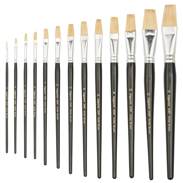 Bigpoint 358F Serisi Beyaz Doğal Kıl Düz Kesik Fırça No: 8 12'li Kutu ürün görseli