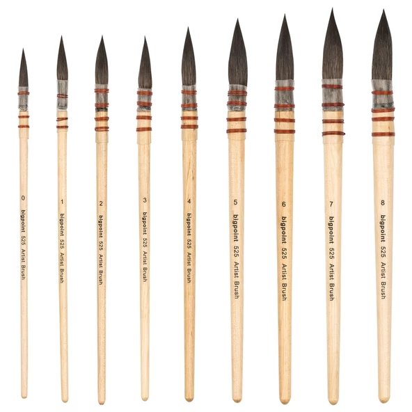 Bigpoint 525 Serisi Sincap Kılı Yuvarlak Fırça No: 8 6'lı Kartela - Resim 3