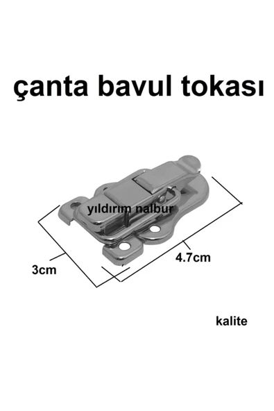 2 Adet Çanta Tokası Bavul Kilidi Dolap Kilidi Mandallı Kilit Nikel Renk - 2