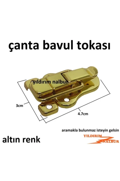 Çanta Tokası 2 Adet Sarı Renk Gold Altın Renk Kutu Kilidi Sandık Bavul Kilidi Çengelli - 2