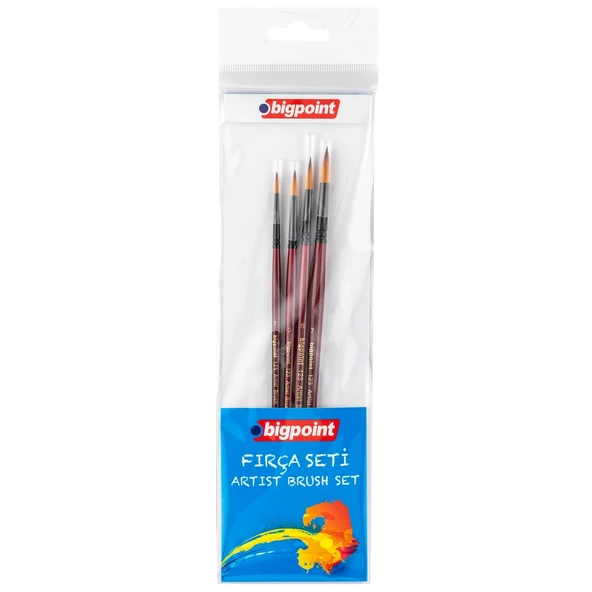 Bigpoint 123 Serisi Sentetik Kıl Yuvarlak Fırça Seti 4'lü Blister 6'lı Kutu ürün görseli