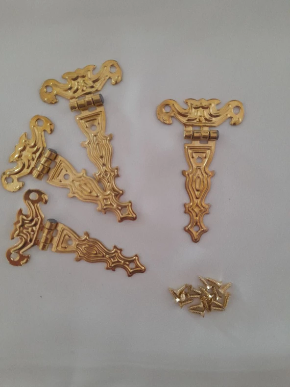 TEK KUYRUK MENTEŞE 4 ADET SARI 40X68 MM KUTU VE SANDIK MENTEŞESİ HOBİ MAKET