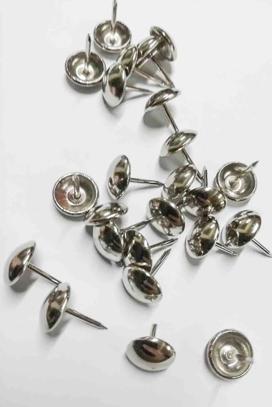 50 Adet 11 mm Nikel Kabara Raptiye Hobi Çivisi Koltuk Çanta Tasarım Aksesuar Süsü - 3