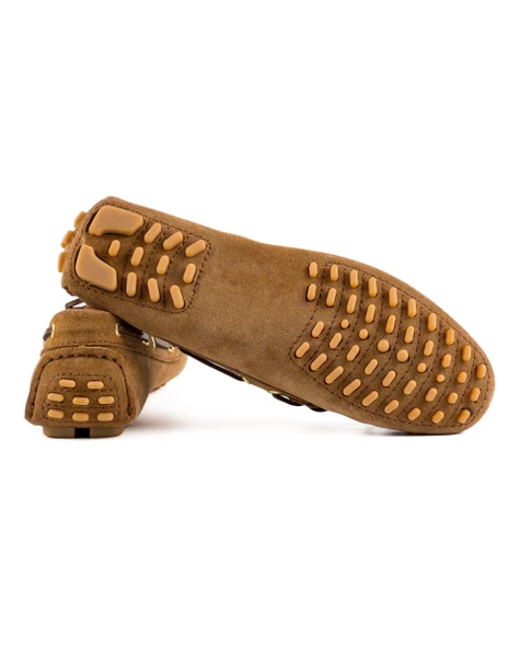 Pythia Kadın Kahve Hakiki Süet Deri Loafer Ayakkabı - Resim 3