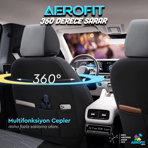 Otom Reflective Design Premium Stitch Tech Oto Koltuk Kılıfı Siyah-Füme - 5