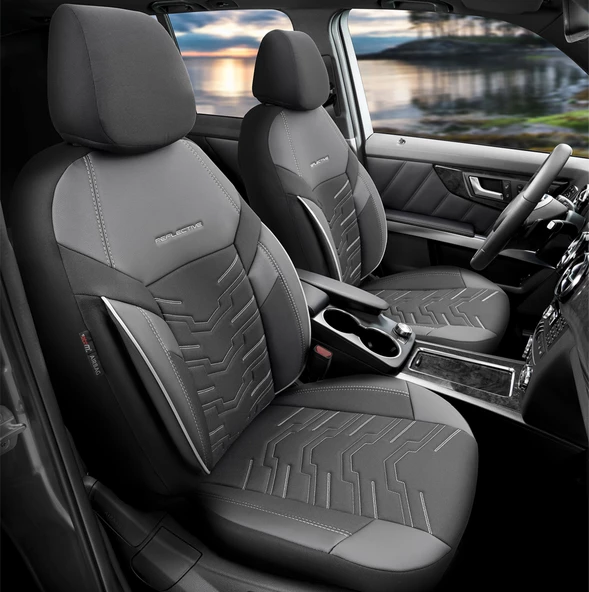 Otom Reflective Design Premium Stitch Tech Oto Koltuk Kılıfı Siyah-Beyaz - 2