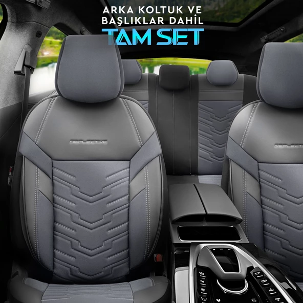 Otom Reflective Design Premium Stitch Tech Oto Koltuk Kılıfı  Siyah-Füme - 3