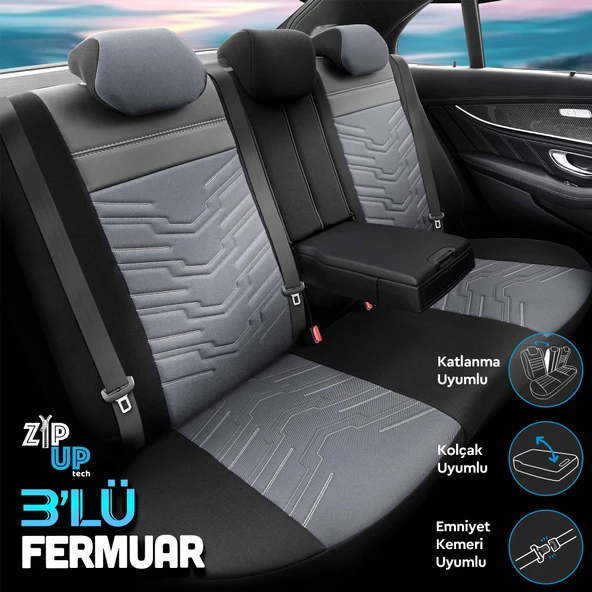 Otom Reflective Design Premium Stitch Tech Oto Koltuk Kılıfı Siyah-Füme - 4