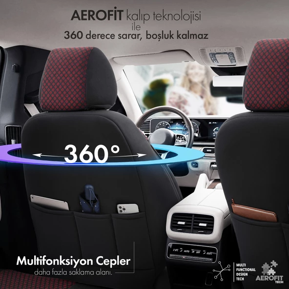 Otom Sport Plus Ekstra Destekli Özel Dokulu Oto Koltuk Kılıfı  Bordo - 5