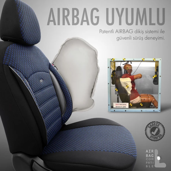 Otom Sport Plus Ekstra Destekli Özel Dokulu Oto Koltuk Kılıfı Mavi - 4