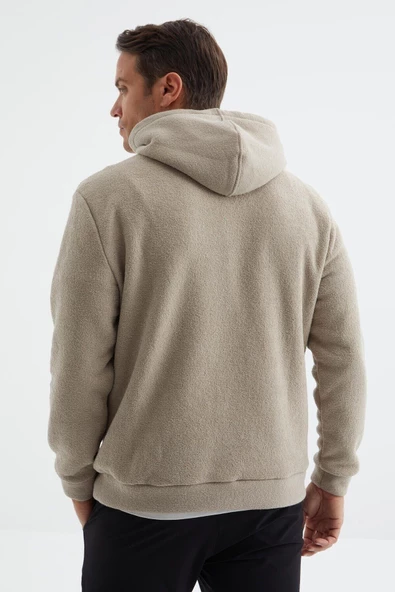 tommy life 88164 Yazı Nakışlı Kanguru Cepli Kapüşonlu Rahat Form Havlu Polar - 8