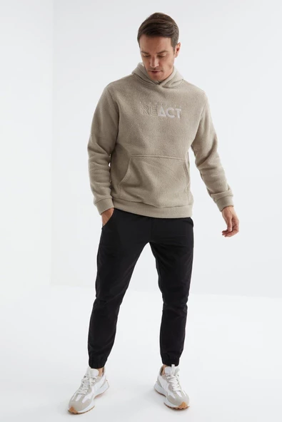 tommy life 88164 Yazı Nakışlı Kanguru Cepli Kapüşonlu Rahat Form Havlu Polar - 4