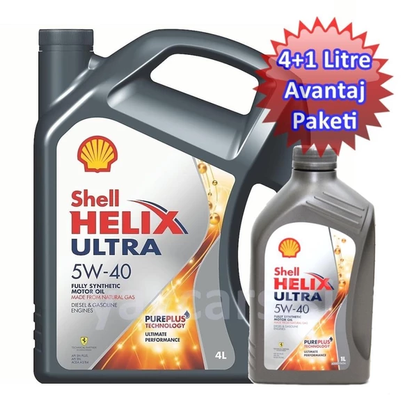 SHELL HELİX ULTRA 5W40 4+1 Litre AVANTAJ PAKETİ (PUREPLUS TECHNOLOGY)