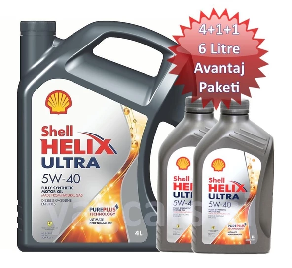 SHELL HELİX ULTRA 5W40 6 LİTRE AVANTAJ PAKETİ (PUREPLUS TECHNOLOGY)