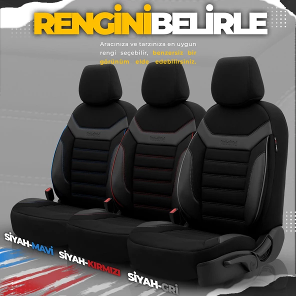 Otom Individual Design Ekstra Destekli Oto Koltuk Kılıfı  Siyah-Gri - 5