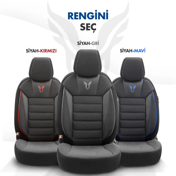 Otom Toro Design Ekstra Destekli Oto Koltuk Kılıfı  Siyah-Mavi - 6