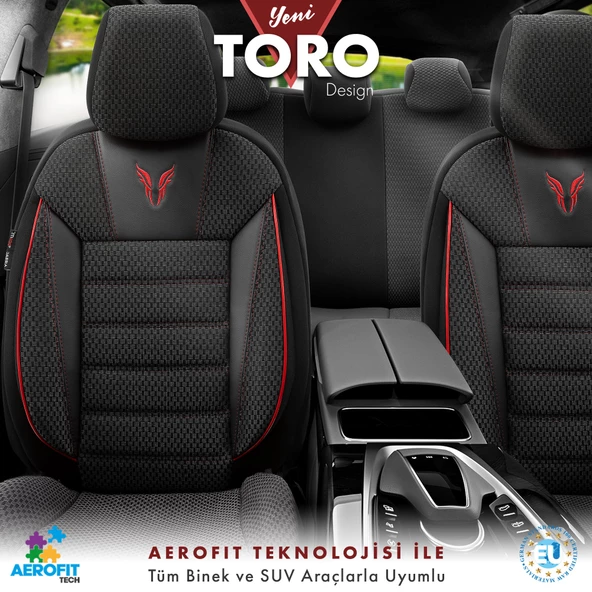 Otom Toro Design Ekstra Destekli Oto Koltuk Kılıfı  Siyah-Kırmızı - 3