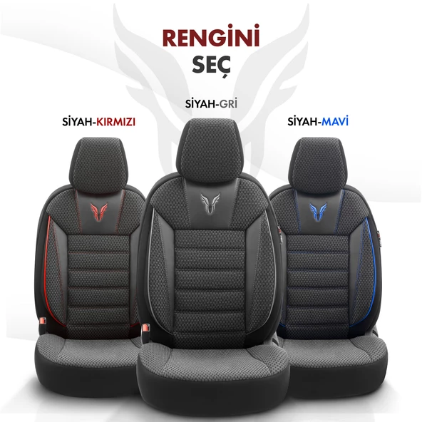 Otom Toro Design Ekstra Destekli Oto Koltuk Kılıfı  Siyah-Kırmızı - 6