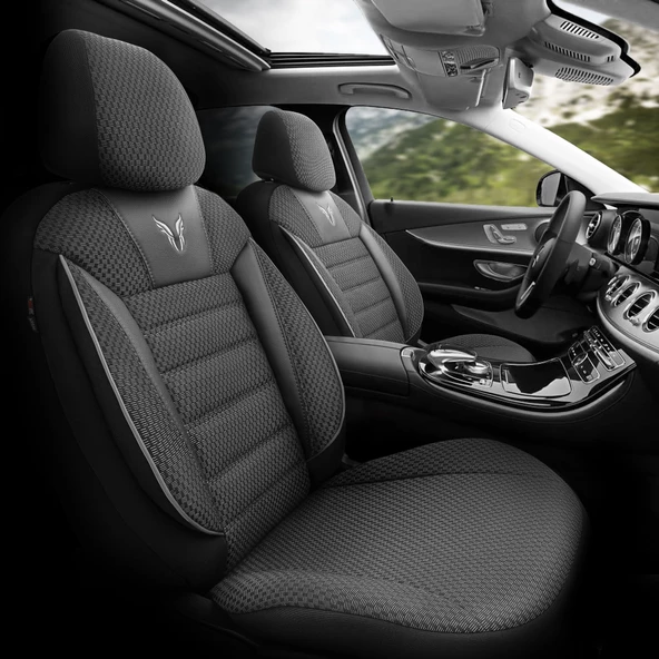 Otom Toro Design Ekstra Destekli Oto Koltuk Kılıfı  Siyah-Gri - 2