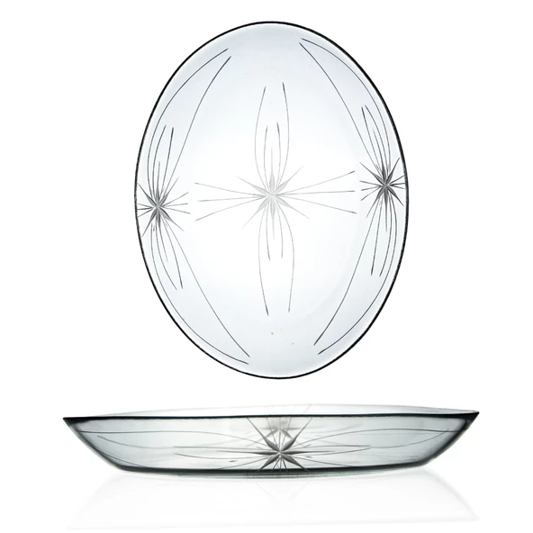 Decocia 1 Adet 29 cm Oval Cam Salata Sunum Tabağı Mira Desenli - 2