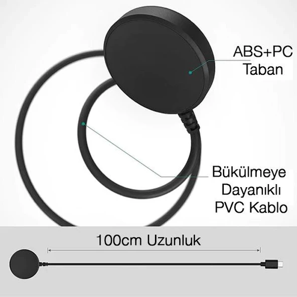 Polham 1MT Samsung Galaxy Watch 5,Watch 5 Pro, Watch 3, Watch 4 Uyumlu Ultra Hızlı Saat Şarj Kablosu - 5