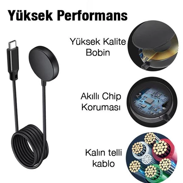 Polham 1MT Samsung Galaxy Watch 5,Watch 5 Pro, Watch 3, Watch 4 Uyumlu Ultra Hızlı Saat Şarj Kablosu - 2