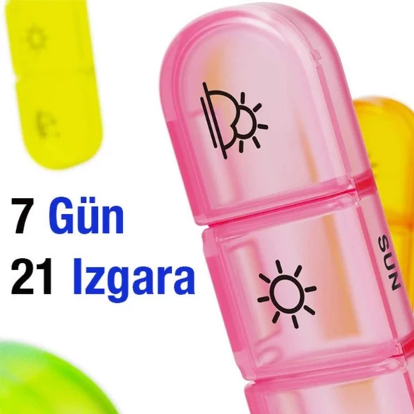 Polham 7 Günlük 21 Gözlü Haftalık İlaç, Hap Saklama Kutusu, Kitlenir Kapaklı, BPA İçermez Saklama Kutusu - 3