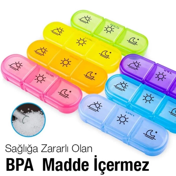 Polham 7 Günlük 21 Gözlü Haftalık İlaç, Hap Saklama Kutusu, Kitlenir Kapaklı, BPA İçermez Saklama Kutusu - 2