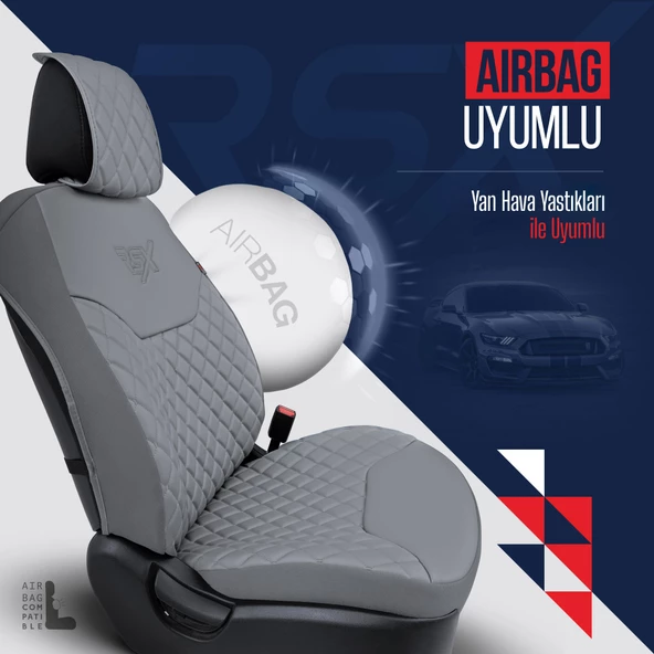Otom Rsx Diamond Koruyucu Deri Oto Koltuk Minderi Füme - 2