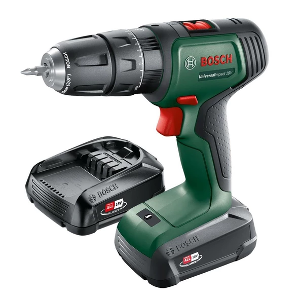 Bosch UniversalImpact 18V Akülü Darbeli Matkap (1,5Ah, Çift Akü) SBX + 241 Aksesuar Setli - 06039D4103 - 3