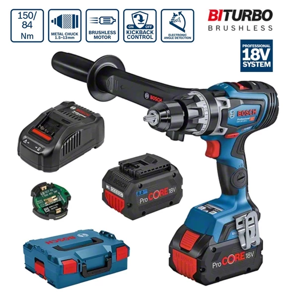 Bosch Professional GSB 18V-150 C Akülü Darbeli Delme Vidalama 2x8 AH - 06019J5105
