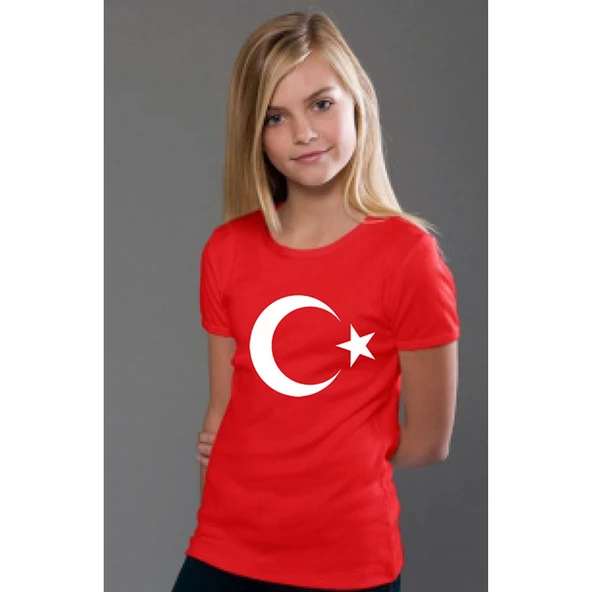 Çocuklar İçin Türk Bayraklı Tişört 2 Yaş 12 Yaş Arası Türk Bayrağı Unisex - 4