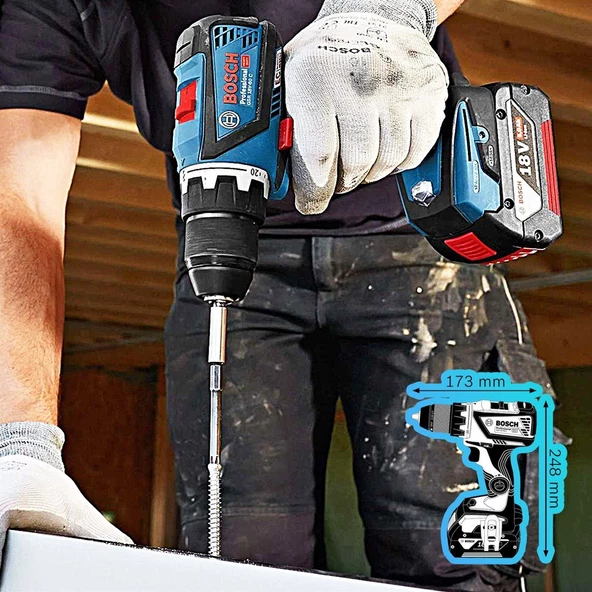 Bosch Professional GSR 18v-60 C Akülü Delme Vidalama Makinası (SOLO) - 06019g1102 - Resim 2