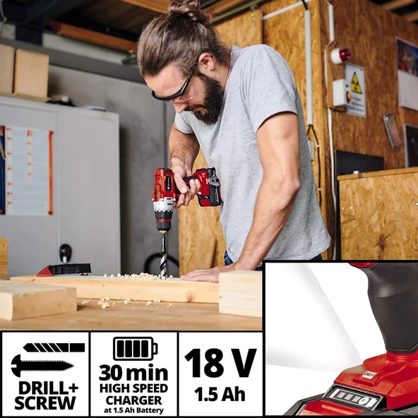 Einhell TE-CD 18/2 Li Kit (2x1,5 Ah) Akülü Vidalama Darbesiz - 4513830 - 2